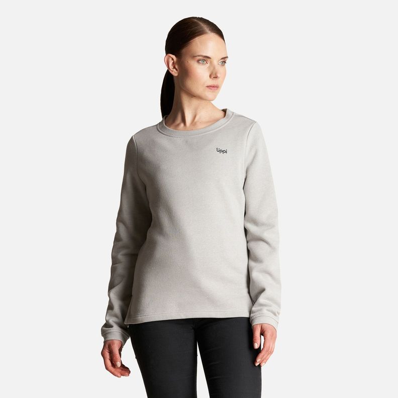 Poleron Mujer Insigne Sweatshirt Melange Gris Claro Lippi-1