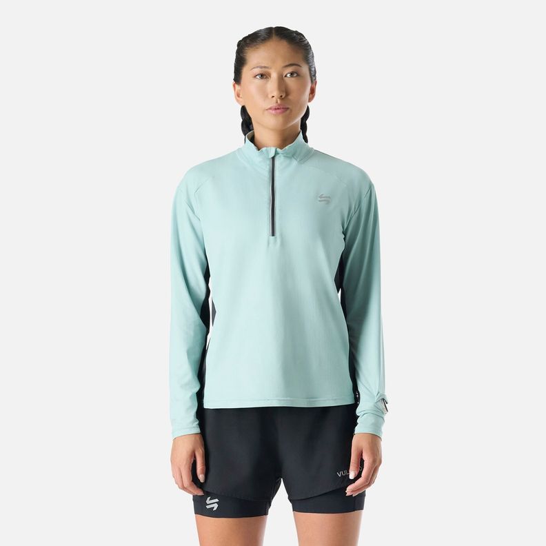 Polerón Mujer Tempo 1/4 Zip Midlayer Jade Vulcano-0