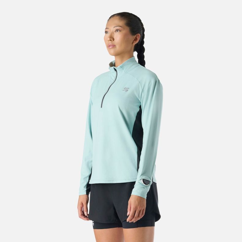 Polerón Mujer Tempo 1/4 Zip Midlayer Jade Vulcano-1