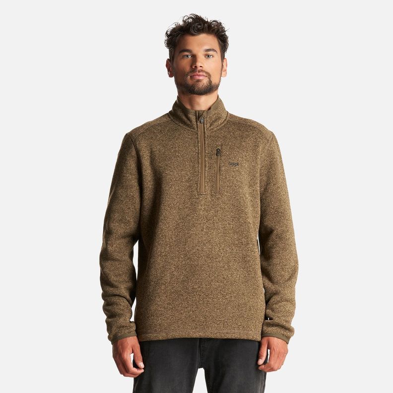 Poleron Hombre Coronado Therm-Pro Pullover Melange Verde Oscuro Lippi-1