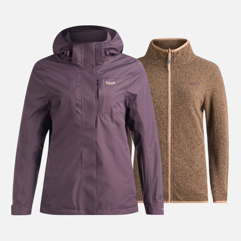 Chaqueta Mujer Tres Cruces Fusion-3 Hoody Jacket Morado Oscuro Lippi XS