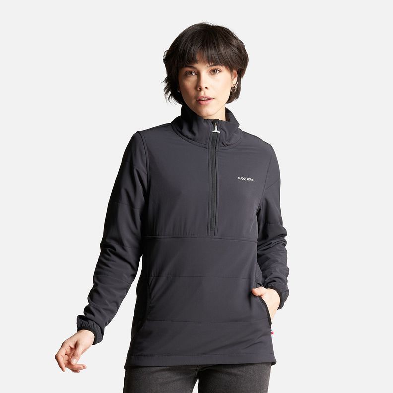 Poleron Mujer Del Sur 1/4 Zip Sin Capucha  Negro Haka Honu-1