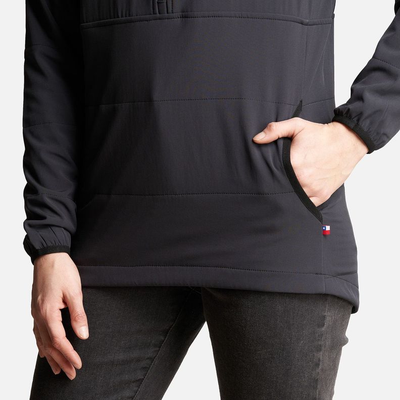 Poleron Mujer Del Sur 1/4 Zip Sin Capucha  Negro Haka Honu-5