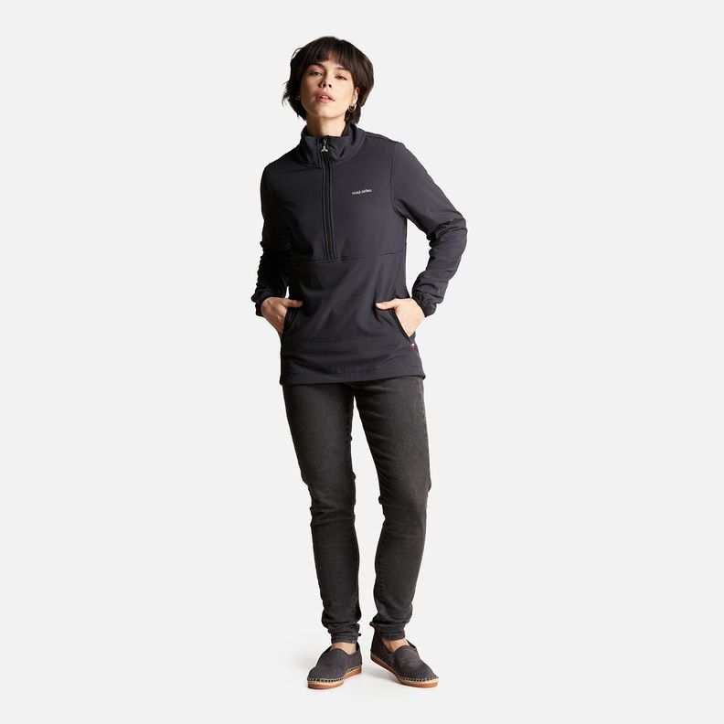Poleron Mujer Del Sur 1/4 Zip Sin Capucha  Negro Haka Honu-6
