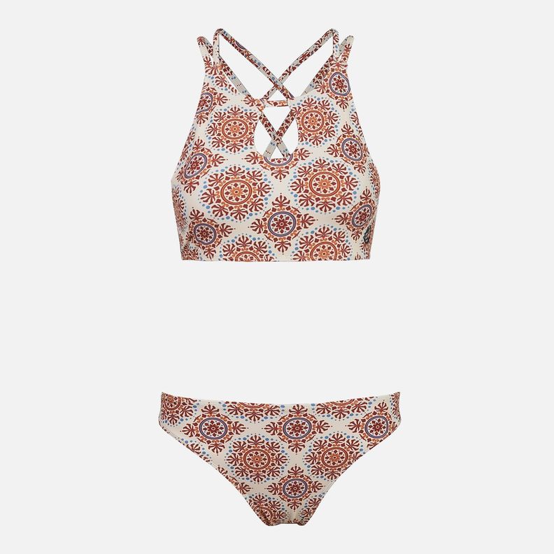 Traje de Bano Mujer Fondo de Bikini Full Print Damasco Haka Honu Naranjo XS