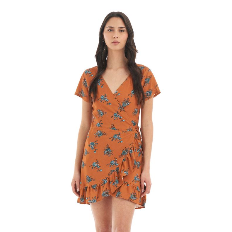 Vestido Mujer Aflora Damasco print Haka Honu-1