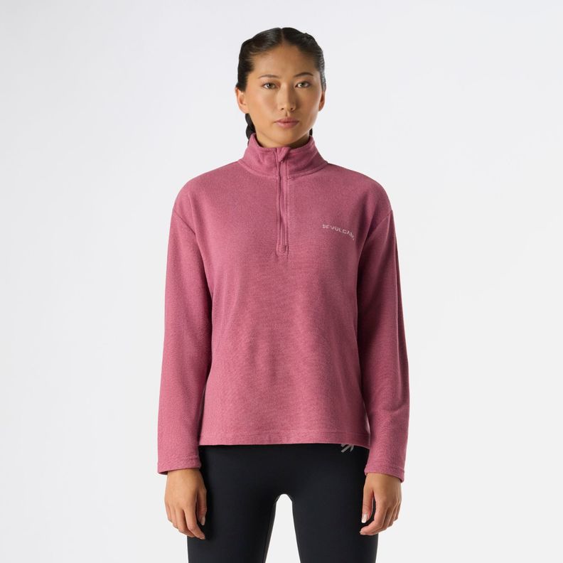 Polerón Mujer Cool Down 1/4 Zip Fleece Rosado Vulcano-0