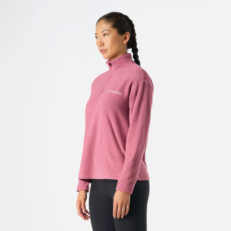 Polerón Mujer Cool Down 1/4 Zip Fleece Rosado Vulcano-1