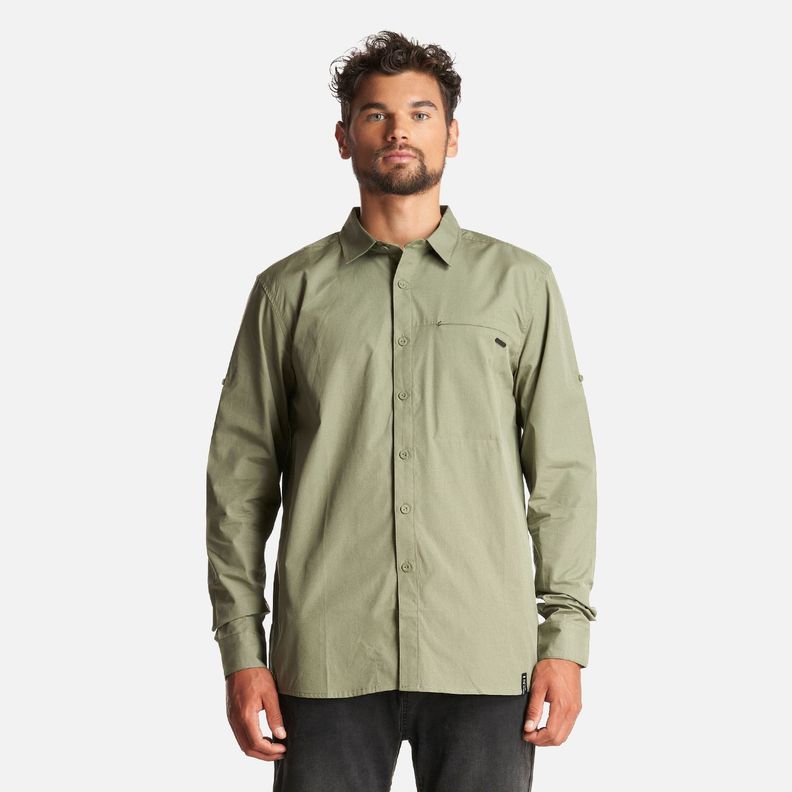 Camisa Hombre Alloy Long Sleeve Shirt Melange Verde Lippi I23-1