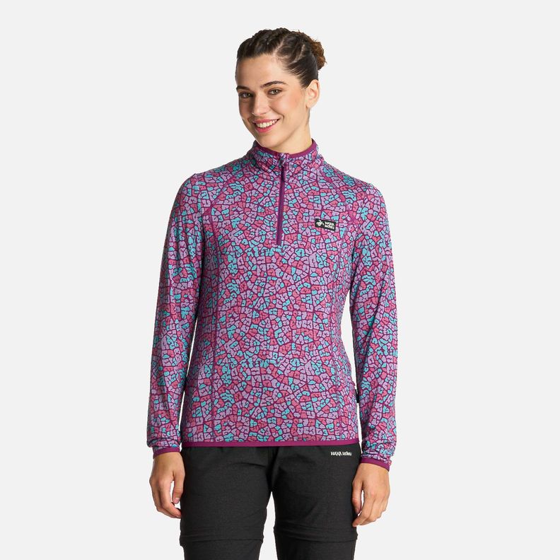 Polerón Mujer Taina Print Burdeo Haka Honu I25-0