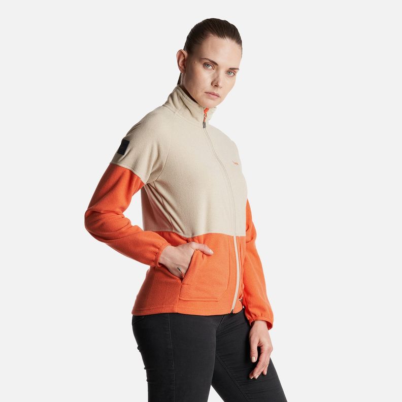 Poleron Mujer  Stripes Nano-F Full Zip Crema Lippi-2
