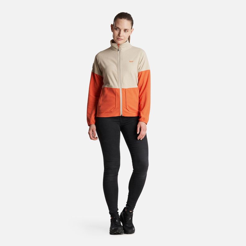 Poleron Mujer  Stripes Nano-F Full Zip Crema Lippi-6