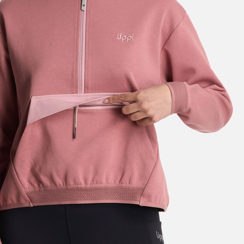Polerón Mujer DownStreet 1/4Zip Sweatshirt Rosa Oscuro Lippi-4