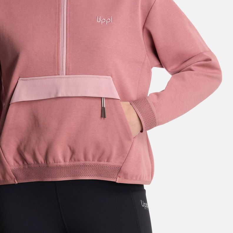 Polerón Mujer DownStreet 1/4Zip Sweatshirt Rosa Oscuro Lippi-5
