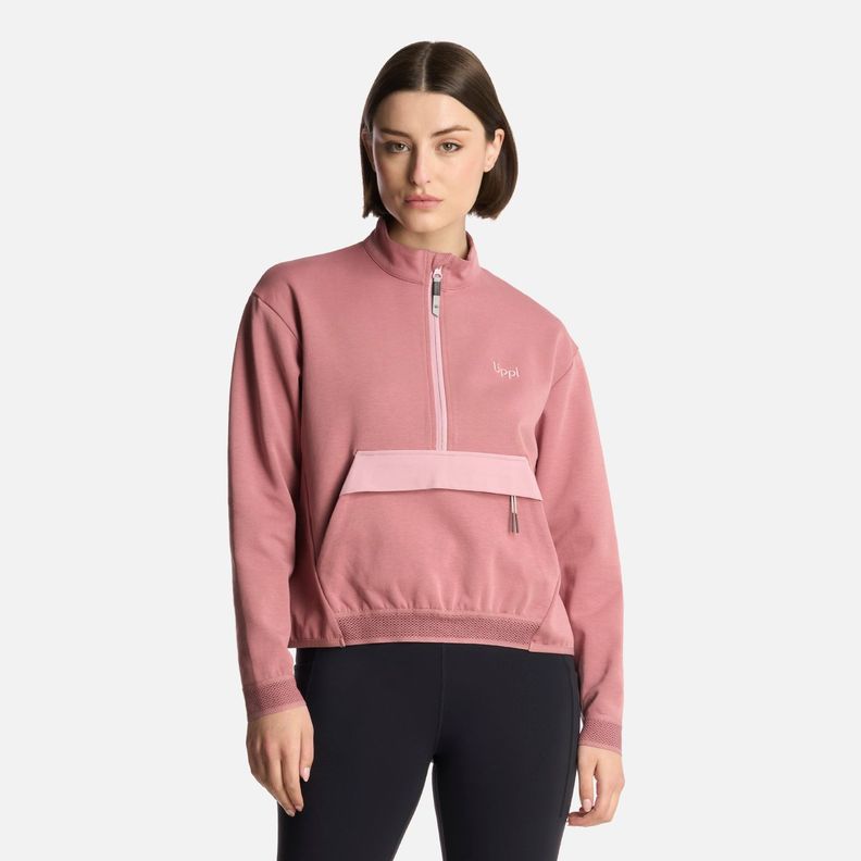 Polerón Mujer DownStreet 1/4Zip Sweatshirt Rosa Oscuro Lippi-0
