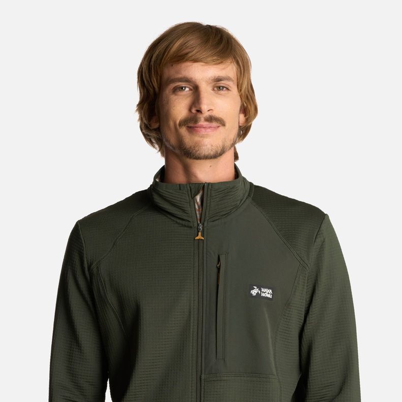 Polerón Hombre Taina Full Zip Verde Militar Haka Honu I25-3