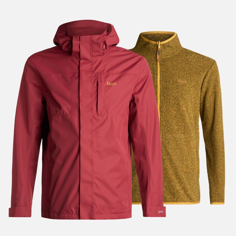 Chaqueta Hombre Tres Cruces Fusion-3 Hoody Jacket Burdeo Lippi-0