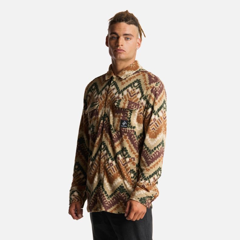 Camisa Hombre Cumbre Invernal Print Beige Haka Honu-1
