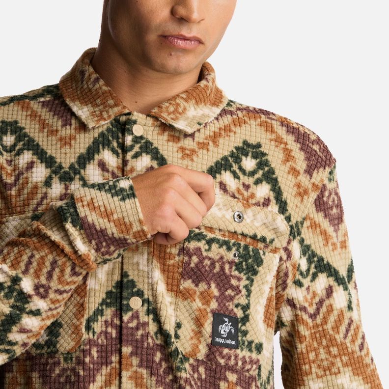 Camisa Hombre Cumbre Invernal Print Beige Haka Honu-3