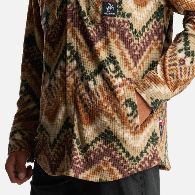 Camisa Hombre Cumbre Invernal Print Beige Haka Honu-4