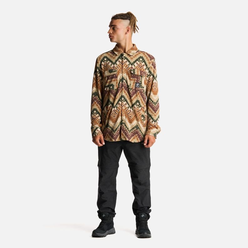 Camisa Hombre Cumbre Invernal Print Beige Haka Honu-5