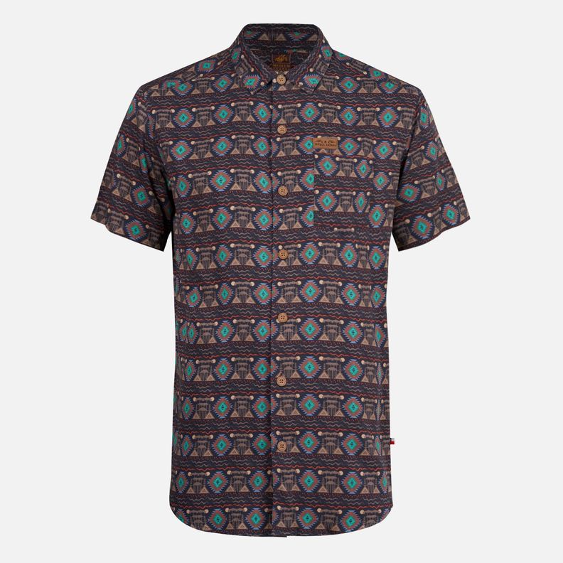 Camisa Hombre Aflora Full Print Café Pardo Haka Honu-0