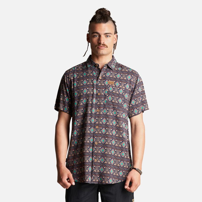 Camisa Hombre Aflora Full Print Café Pardo Haka Honu-1