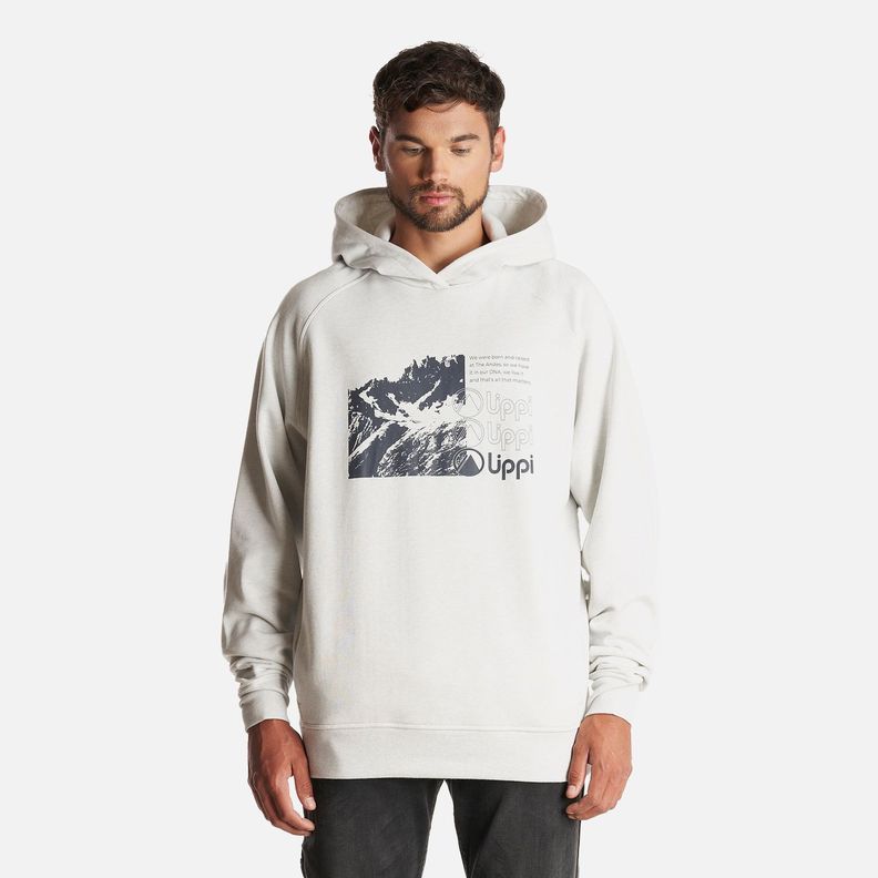 Poleron Hombre Insigne Hoody Sweatshirt Front Print Melange Gris Claro Lippi-1