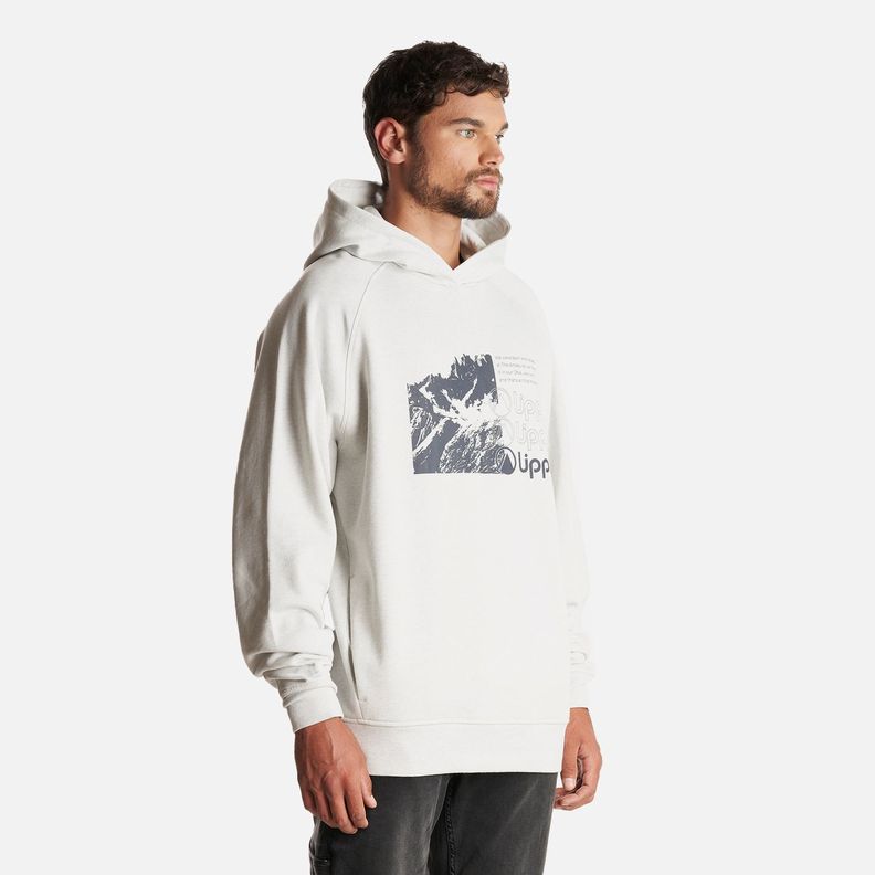 Poleron Hombre Insigne Hoody Sweatshirt Front Print Melange Gris Claro Lippi-2