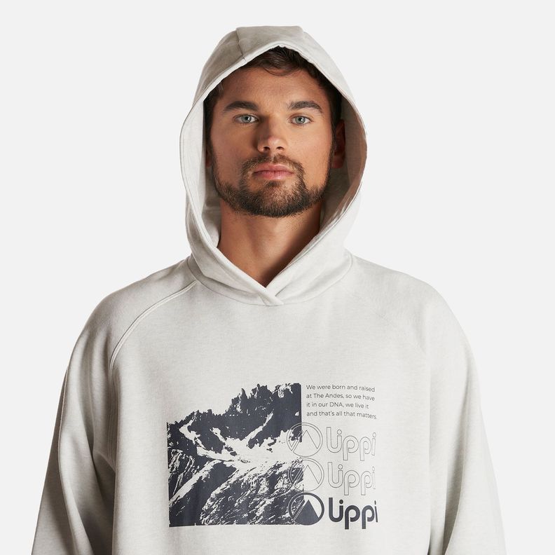 Poleron Hombre Insigne Hoody Sweatshirt Front Print Melange Gris Claro Lippi-4