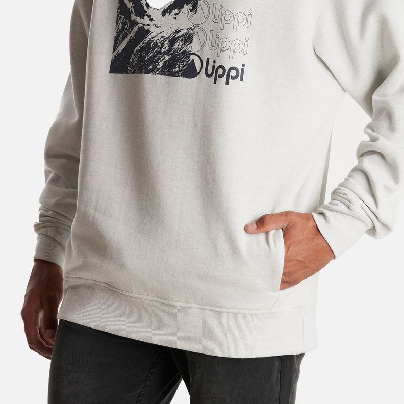 Poleron Hombre Insigne Hoody Sweatshirt Front Print Melange Gris Claro Lippi-5