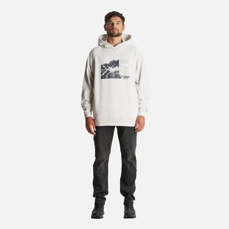 Poleron Hombre Insigne Hoody Sweatshirt Front Print Melange Gris Claro Lippi-6