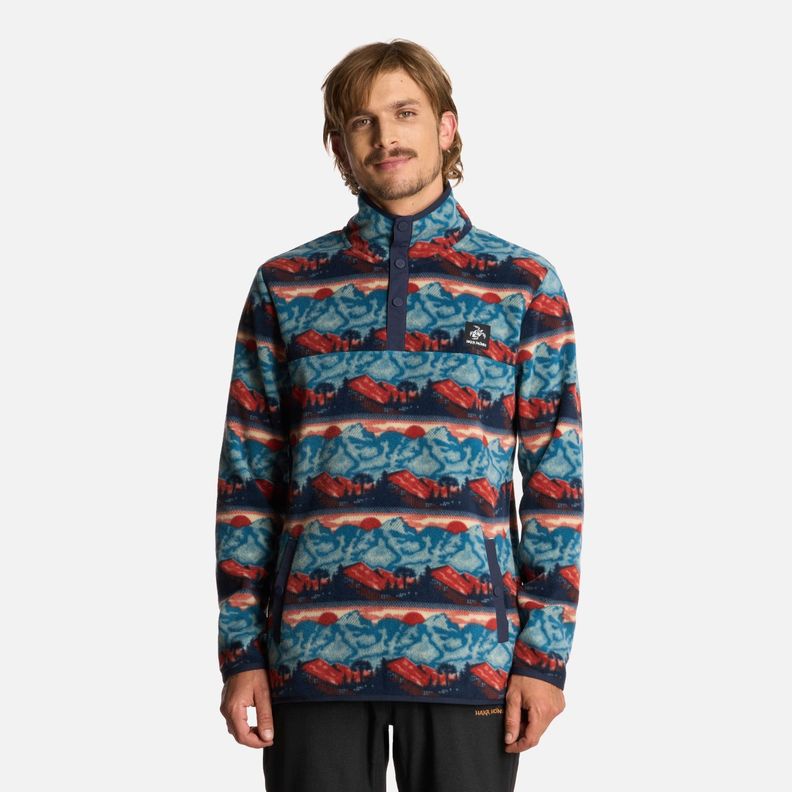 Polerón Hombre Tokerau Print Azul Noche Haka Honu I25-0