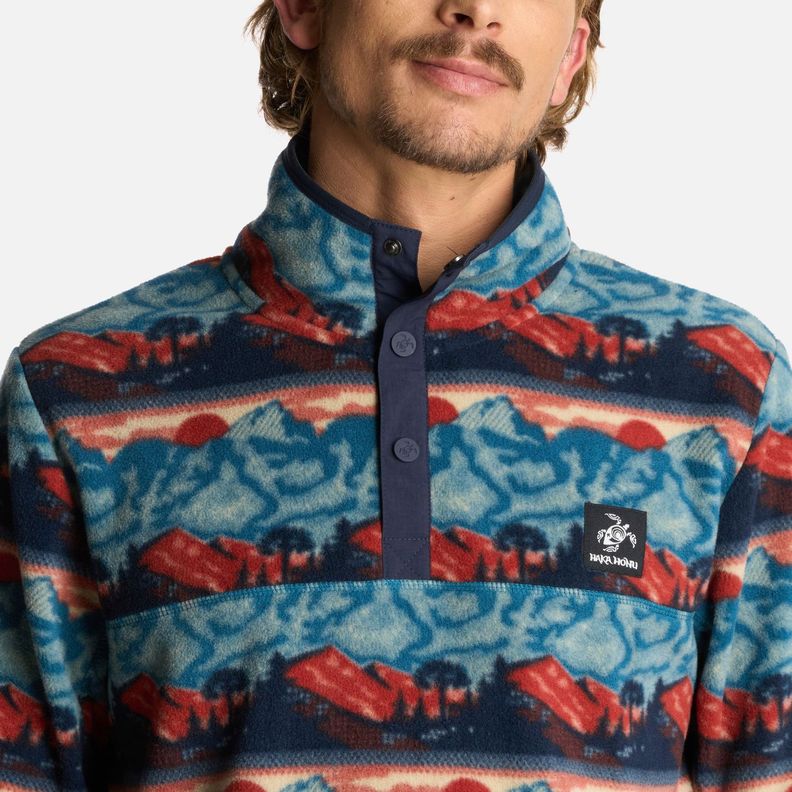 Polerón Hombre Tokerau Print Azul Noche Haka Honu I25-3