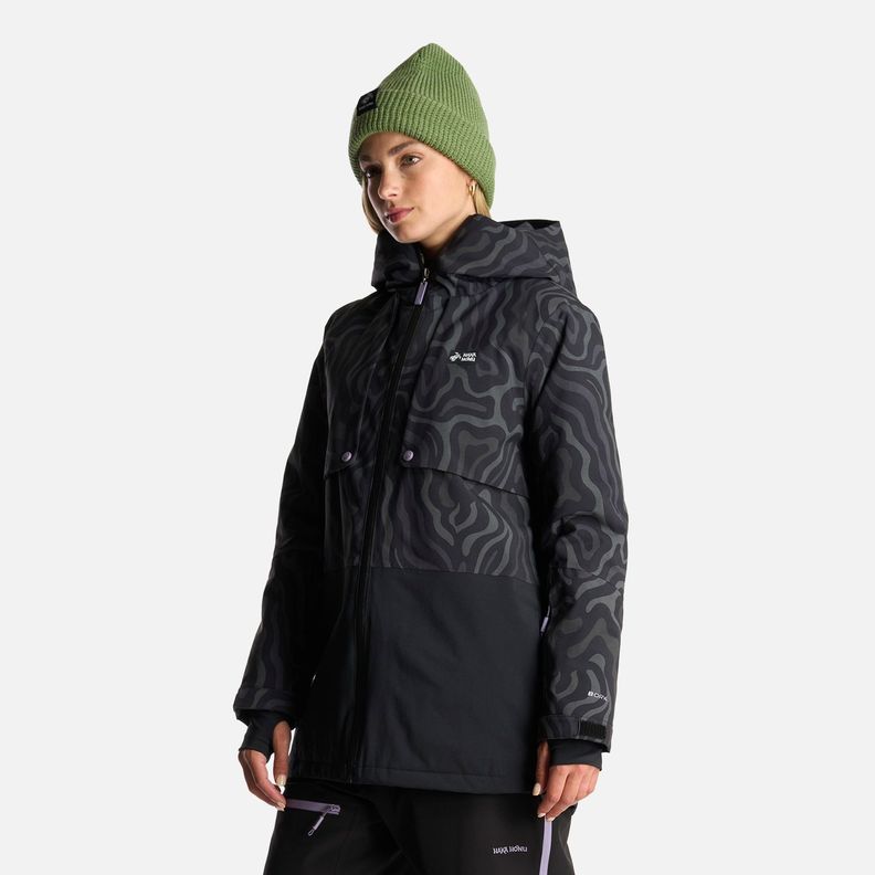 Chaqueta Mujer Yeti Print Negro Haka Honu I24-1