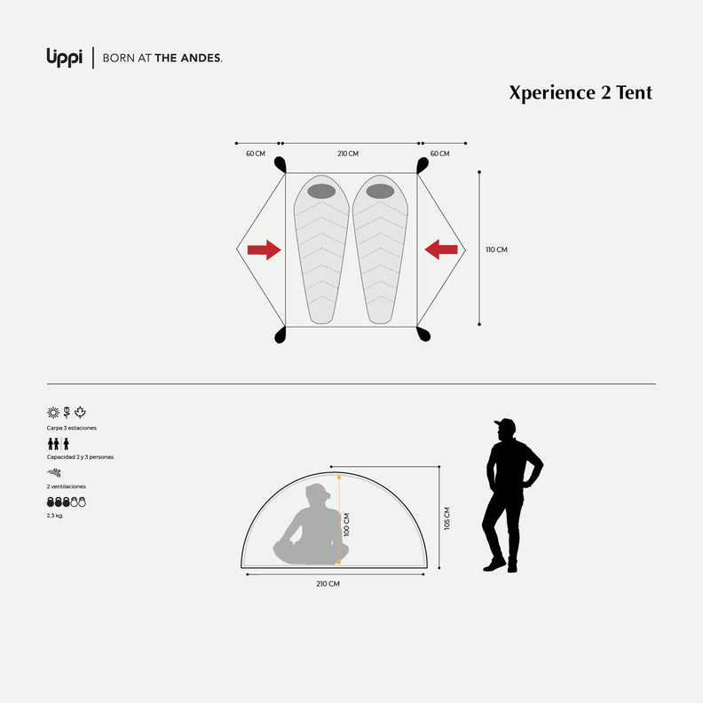 Carpa Unisex Experience 2 Tent Rojo Lippi-6