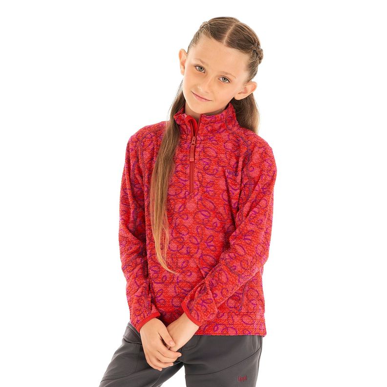 Poleron Niña Saltamontes Nano-F 14 Zip Print Rojo Lippi-1