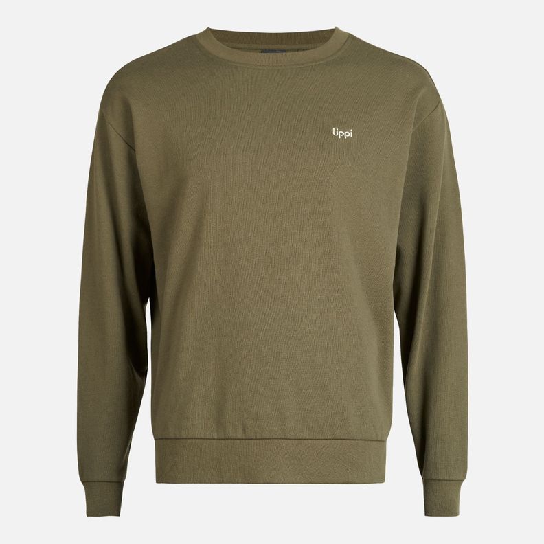 Poleron Hombre Insigne Crewneck Sweatshirt Back Print Verde Militar Lippi-0