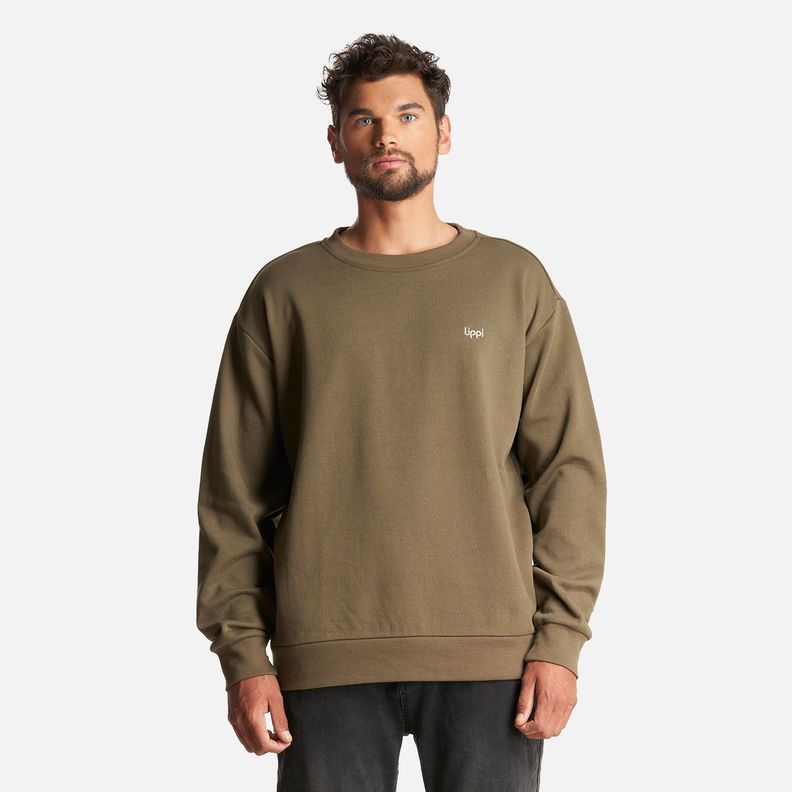 Poleron Hombre Insigne Crewneck Sweatshirt Back Print Verde Militar Lippi-1