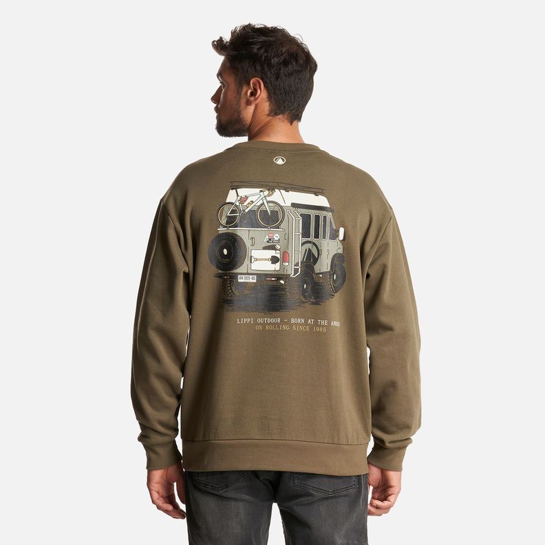 Poleron Hombre Insigne Crewneck Sweatshirt Back Print Verde Militar Lippi-3
