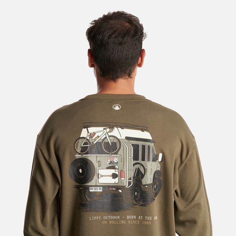 Poleron Hombre Insigne Crewneck Sweatshirt Back Print Verde Militar Lippi-4