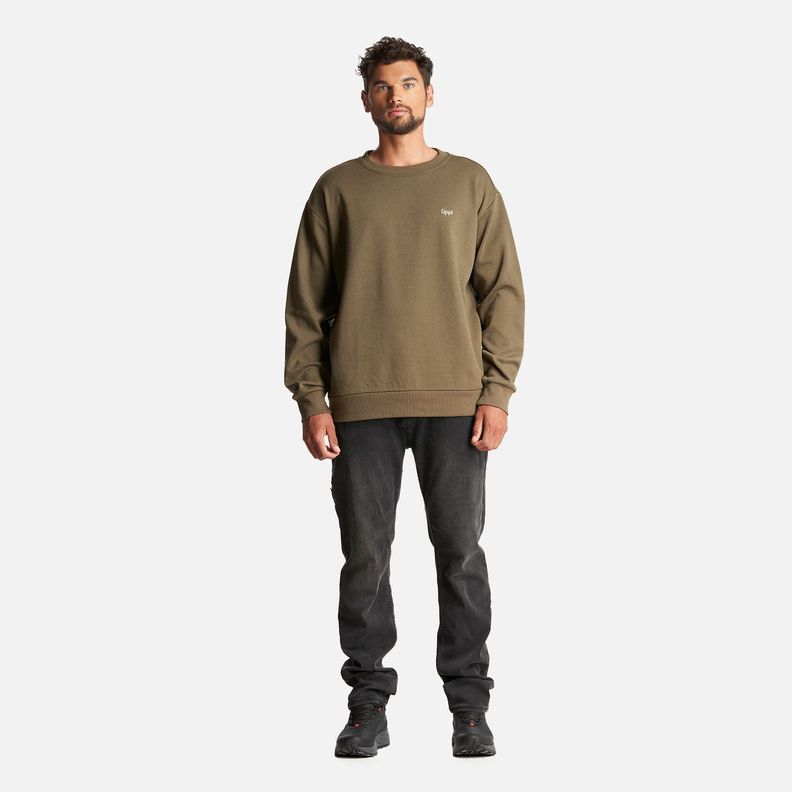 Poleron Hombre Insigne Crewneck Sweatshirt Back Print Verde Militar Lippi-5