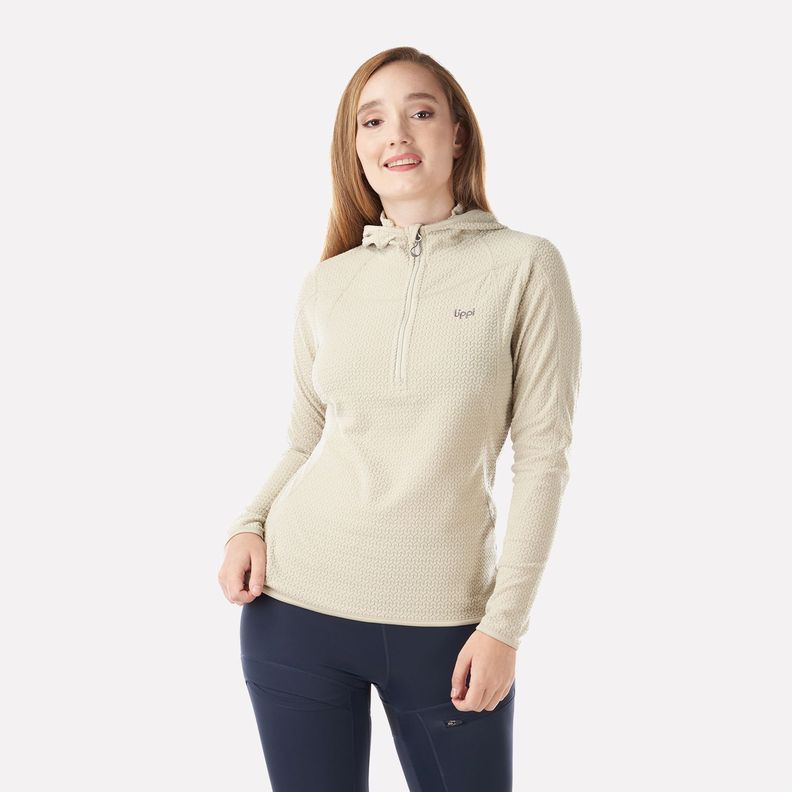 Poleron Mujer Jacaranda Nano-F 14 Zip Hoody Crudo Lippi I22-1