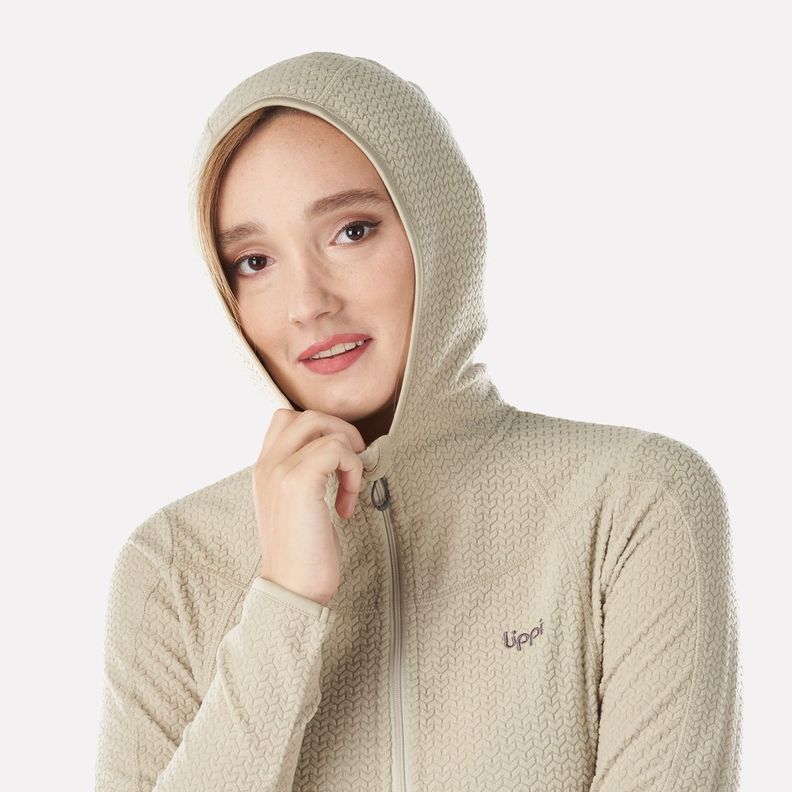 Poleron Mujer Jacaranda Nano-F 14 Zip Hoody Crudo Lippi I22-3