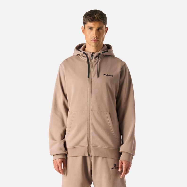 Polerón Hombre Cool Down Full Zip Hoody Taupe Vulcano-0