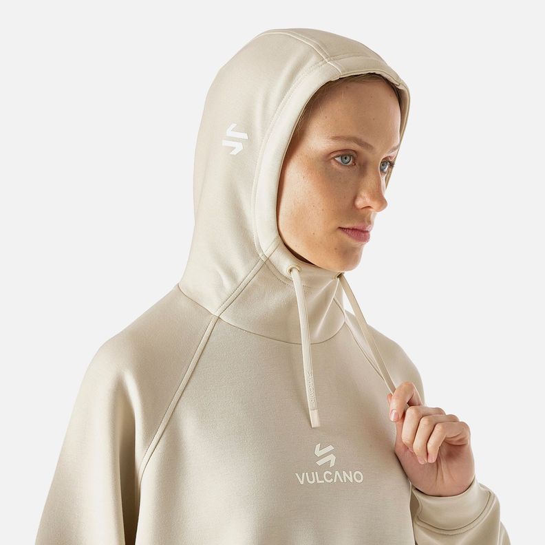 Polerón Mujer Tempo Sweatshirt Hoody Crema Vulcano-4
