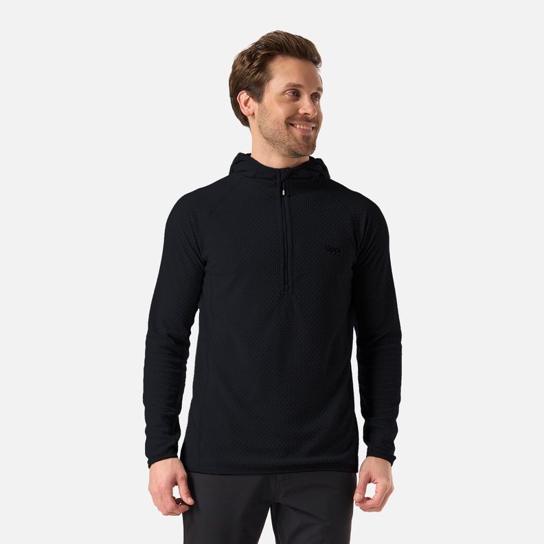 Poleron Hombre Jacaranda Nano-F 1/4 Zip Hoody Negro Lippi V26