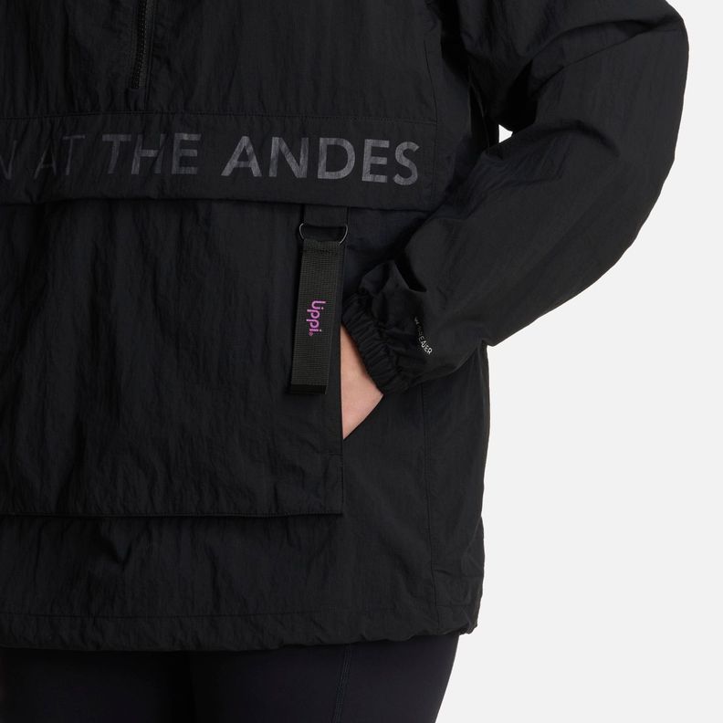 Chaqueta Mujer WindCity WindBreaker 1/4 Zip Negro Lippi-5