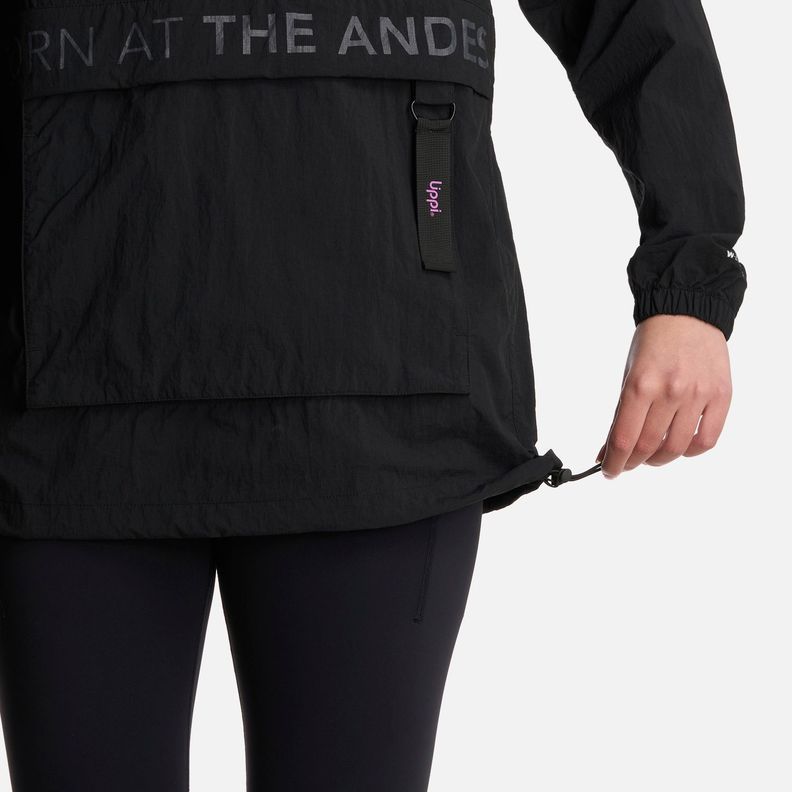 Chaqueta Mujer WindCity WindBreaker 1/4 Zip Negro Lippi-6