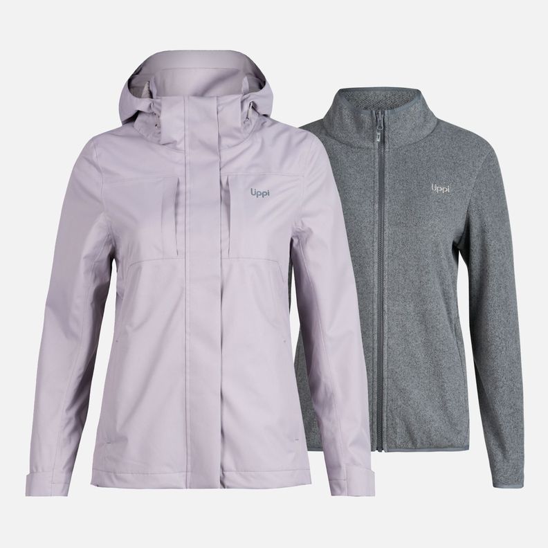 Chaqueta Mujer Tres Cruces Fusion-3 Hoody Jacket Malva/Gris Medio Lippi-0